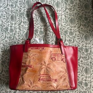 Italian Leather Handbag Shoulder Bag Vintage Red California Surfer Vibes